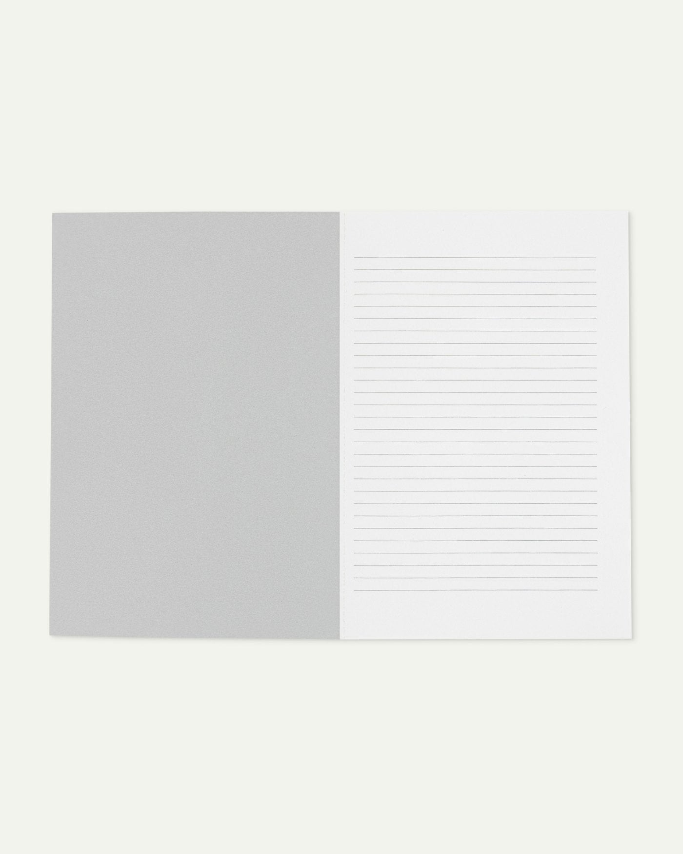 Notebook in Grey, ruled spread