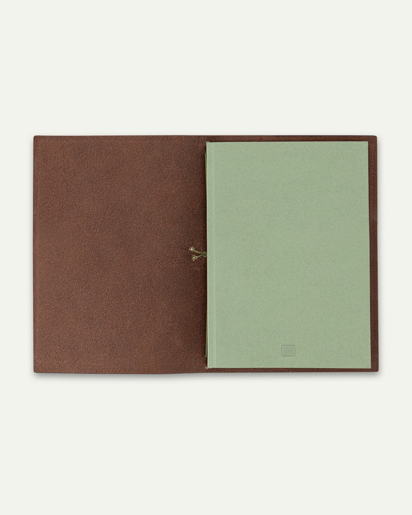 Leather Cover in Burgundy, open with a sage notebook